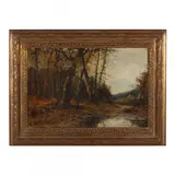 Wooded Landscape with Figure by John Fox, Oil on canvas, sold Dec 2023