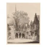 Parish house and the Chapel of the Annunciation, Christ Episcopal Church, Raleigh, North Carolina by Louis Orr, Etching, sold Dec 2023