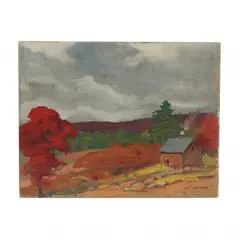 Autumn Landscape by Sears Gallagher, Oil on canvas laid on artist board, sold Dec 2023