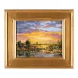 Reflecting Sunset by Thomas DeDecker, Oil on board, sold Dec 2023