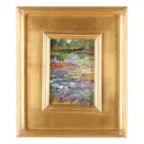 White Flowers - East Pond by Thomas DeDecker, Oil on board, sold Dec 2023