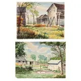 Michigan Scenes (Two Works) by R. Hal Burriss, Watercolors on paper, sold Dec 2023