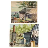 Saugatuk, Michigan Scenes (Two Works) by R. Hal Burriss, Watercolor and guache on illustration board, sold Dec 2023