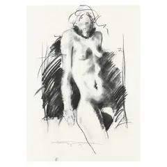 Nude Figure Study by Wayne Trapp, Charcoal on paper, sold Dec 2023