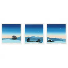 North Road I / North Road II / North Road III (Three Works) by Sabra Field, Each a woodblock print in colors, sold Dec 2023