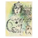 Le Clown Amoureux (The Clown in Love) by Marc Chagall, Lithograph in colors, sold Dec 2023