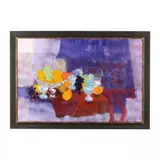 Still Life with Fruit and Wine Glasses by Jacques Fiat, Acrylic on board, sold Dec 2023