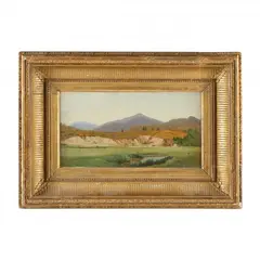Landscape with Mountains by John William Hill, Oil on canvas (lined), sold Dec 2023