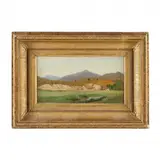Landscape with Mountains by John William Hill, Oil on canvas (lined), sold Dec 2023