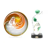 Two Pieces of Art Glass by Jim Johnsson, Including an abstract sculpture with a green apple, sold Nov 2023