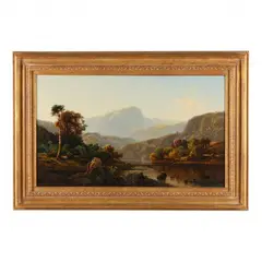 Hudson River School Landscape by James Thorpe Flaherty, Oil on canvas, sold Nov 2023
