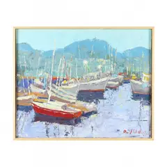 Harbour Huddle by David A. Williams, Oil on canvas, sold Nov 2023