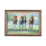 Horses Racing by Anthony Veccio, Oil on canvas, sold Nov 2023
