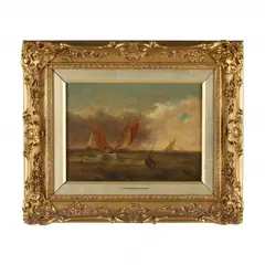 Maritime Scene by Louis Verboeckhoven II, Oil on canvas, sold Nov 2023