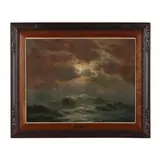 Seascape Under the Moon by Jos Schippers, Oil on canvas, sold Nov 2023