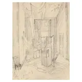 Sketch for an Interior by Hobson Pittman, Graphite on paper, sold Nov 2023