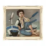 Fisherman and Sardines by Philippe Henri Noyer, Oil on canvas, sold Nov 2023
