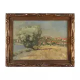 Maison en bord de Seine by Jeannine Demay, Oil on canvas, sold Nov 2023