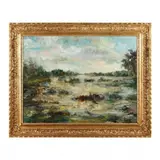Le Lac Majeur by Gino Milani, (Lake Maggiore) oil on canvas, sold Nov 2023