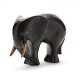 Elephant Calf by Loet Vanderveen, Limited edition cast and patinated bronze with polished tusks, sold Nov 2023