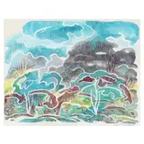 Landscape with Trees by James Augustus McLean, Gouache and watercolor on paper, sold Nov 2023