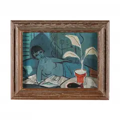 Blue Mood by Nicholas Takis, Oil on masonite, sold Nov 2023