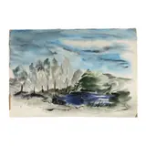 Blue Pond by Mary Alice Leath Thomas, Watercolor an guache on paper, sold Nov 2023