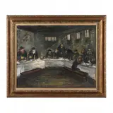 A Sabbath Gathering by Arbit Blatas, Oil on canvas, sold Nov 2023