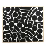 Large Black and White Hard-Edge Painting by Sam Ezell, Oil on canvas, sold Oct 2023