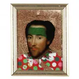 Mardigras Madrigal by Louis St. Lewis, Mixed media collage with reverse painted glass, sold Oct 2023