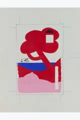 Projet by Claude Gilli, Gouache sur papier et encre sur calque, sold Feb 2025