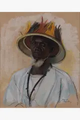 Rayan by Jacques Majorelle, 1945, Gouache et pastels de couleurs sur papier brun, sold Mar 2025