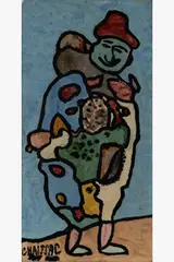 Sans titre, (Personnage) by Gaston Chaissac, circa 1960, Huile sur panneau d'Isorel, sold Mar 2025