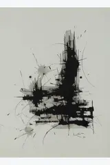 Composition by Georges Mathieu, 1960, Lavis d’encre de Chine sur papier Arches, sold Jun 2025