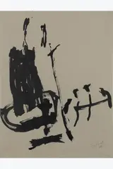 Sans titre by Pierre Tal-Coat, 1963, Lavis d’encre de Chine sur papier gris, sold Jun 2025