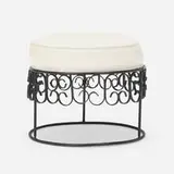 Grenada stool by Arthur Umanoff, 1969, enameled steel, vinyl, sold Aug 2022