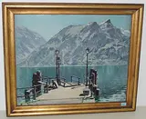 Schiffssteg am Vierwaldstättersee, 1928 by Jakob Wyss, oil on board, sold Sep 2016