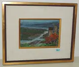 Blick auf Schloss Leuk und Rhonetal, 2007 by Christiane Zufferey, oil on board, offered Sep 2016