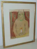 Portrait einer Frau mit Kerze by Adolf Herbst, watercolor, offered Sep 2016