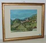 Landschaft mit Dorf by Fritz Zbinden, 1942, watercolor, offered Sep 2016