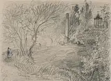 Ein Spazierang im Park von St. Cloud by Charles-François Daubigny, pencil, offered Jun 2016