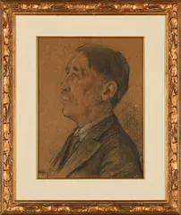 Portrait of a Man by Sydney Carter, charcoal and pastel on paper, sold Nov 2025