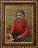 A Boy in the Field by Eric Rebane, 1939, Oil on Canvas, sold Apr 2025