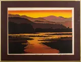 Sunset Landscape Scene by Katsuyuki Nishijima, Woodblock Print in Colors, sold Apr 2025