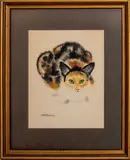 Portrait of a Calico Cat by Sandra Finkenberg, Watercolor on Paper, sold Apr 2025