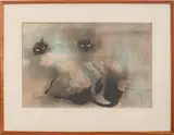 Siamese Cats by Kaiko Moti, 1963, Aquatint in Colors, sold Apr 2025