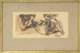 Abstract Figurative Scene by Chaim Gross, 1961, Watercolor on Paper, sold Apr 2025
