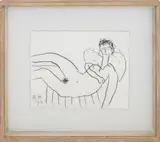 Reclining Nude Woman by Roger Hilton, 1973, Charcoal on Paper, sold Apr 2025