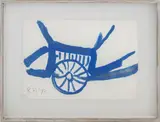 Wheelbarrow in Blue by Roger Hilton, 1973, Gouache on Ilustration Foam Board, sold Apr 2025