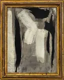 Abstract Composition in Gray by Graham Harmon, 1970, Oil on Masonite, sold Apr 2025